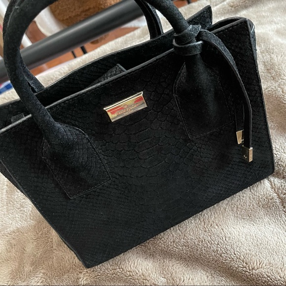 KATE SPADE suede black snake pattern top handle/crossbody bag - Picture 1 of 5